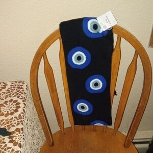 EARTHBOUND Black Scarf with Blue and White Design